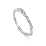 925 Sterling Silver Minimalist CZ Pave Band Ring 70100586