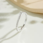 925 Sterling Silver Minimalist CZ Pave Band Ring 70100586