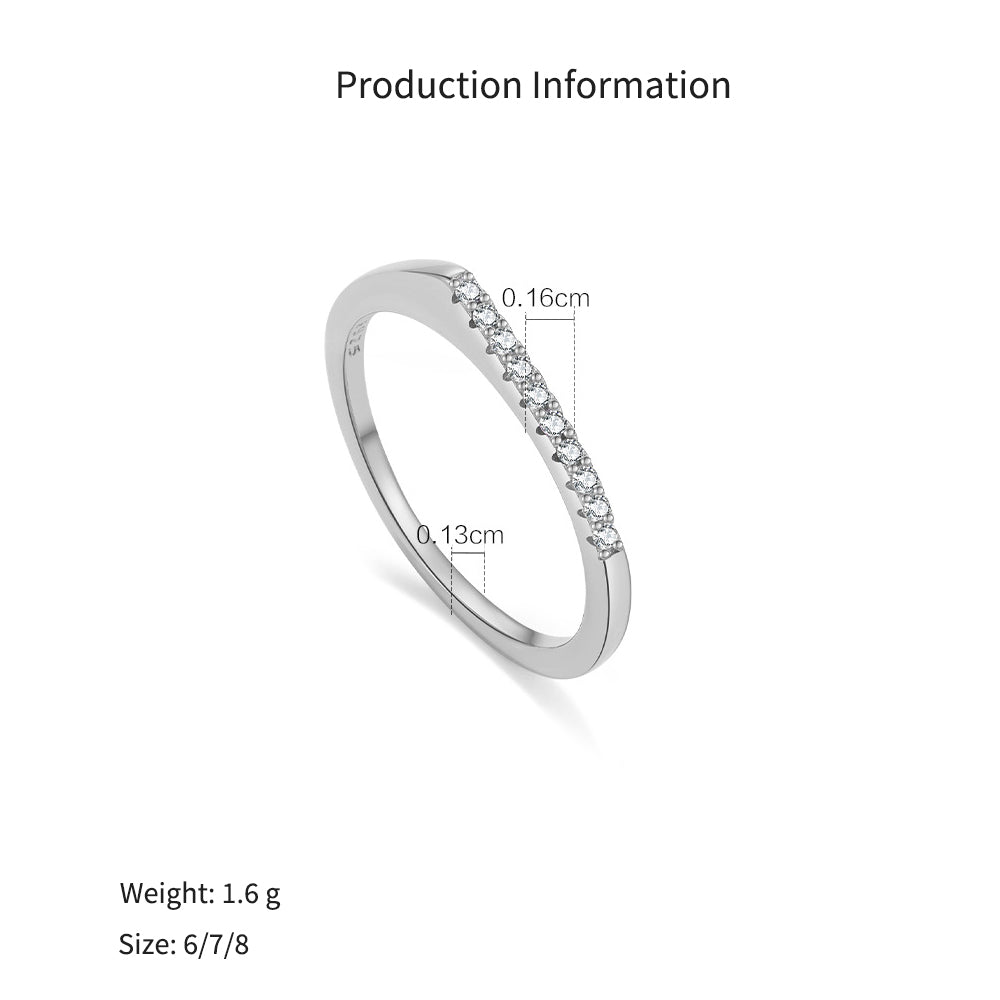 925 Sterling Silver Minimalist CZ Pave Band Ring 70100586