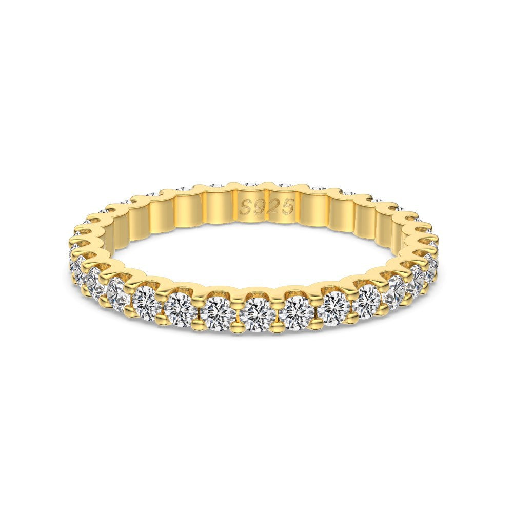 925 Sterling Silver Scalloped Round CZ Eternity Band 70100589