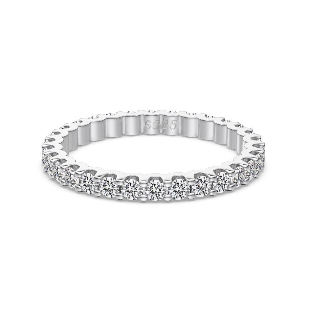 925 Sterling Silver Scalloped Round CZ Eternity Band 70100589