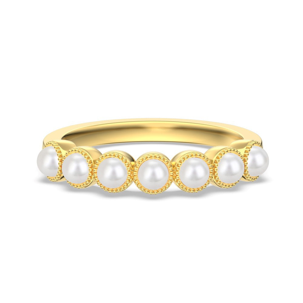 925 Sterling Silver Vintage Style Pearl Band Ring 70100591