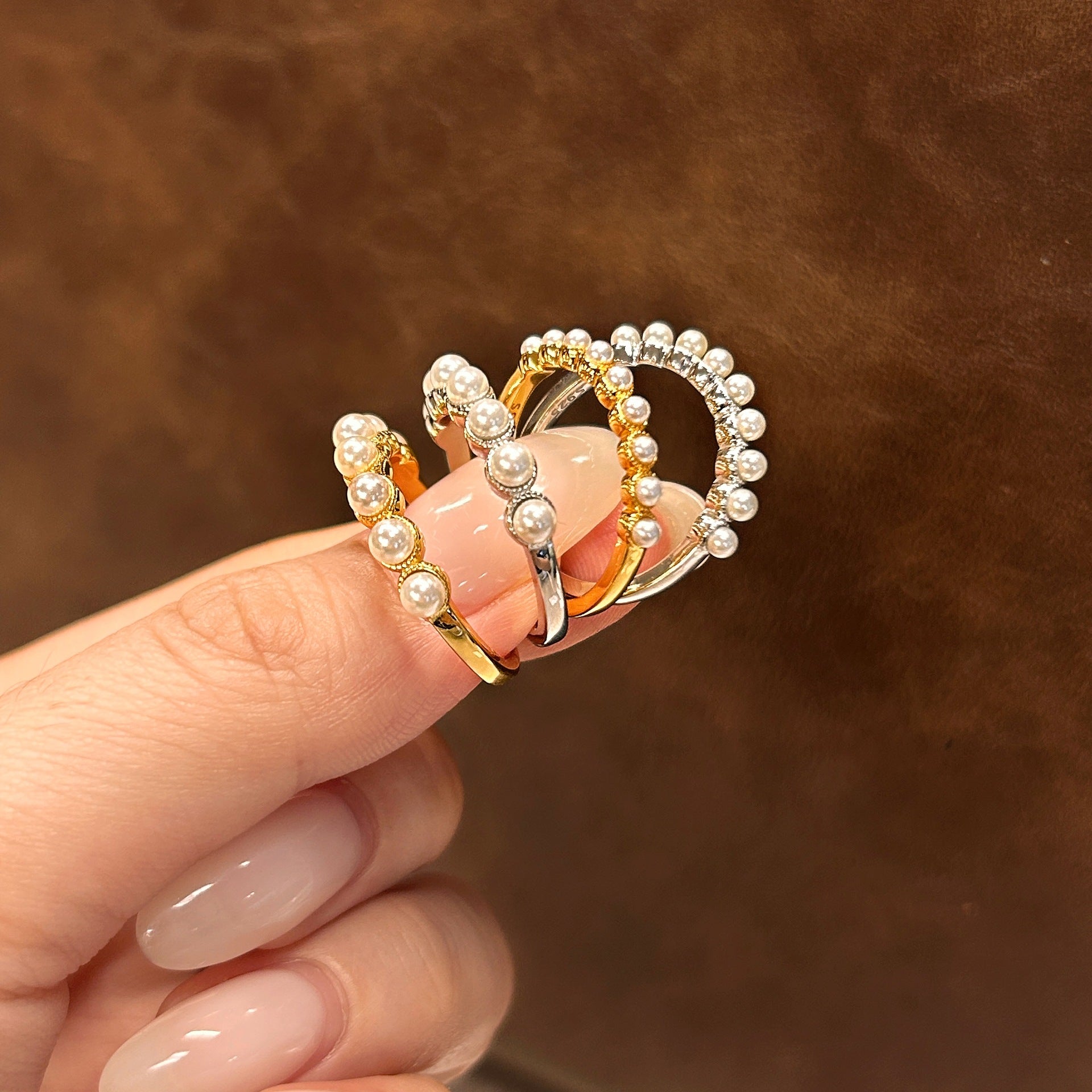925 Sterling Silver Vintage Style Pearl Band Ring 70100591