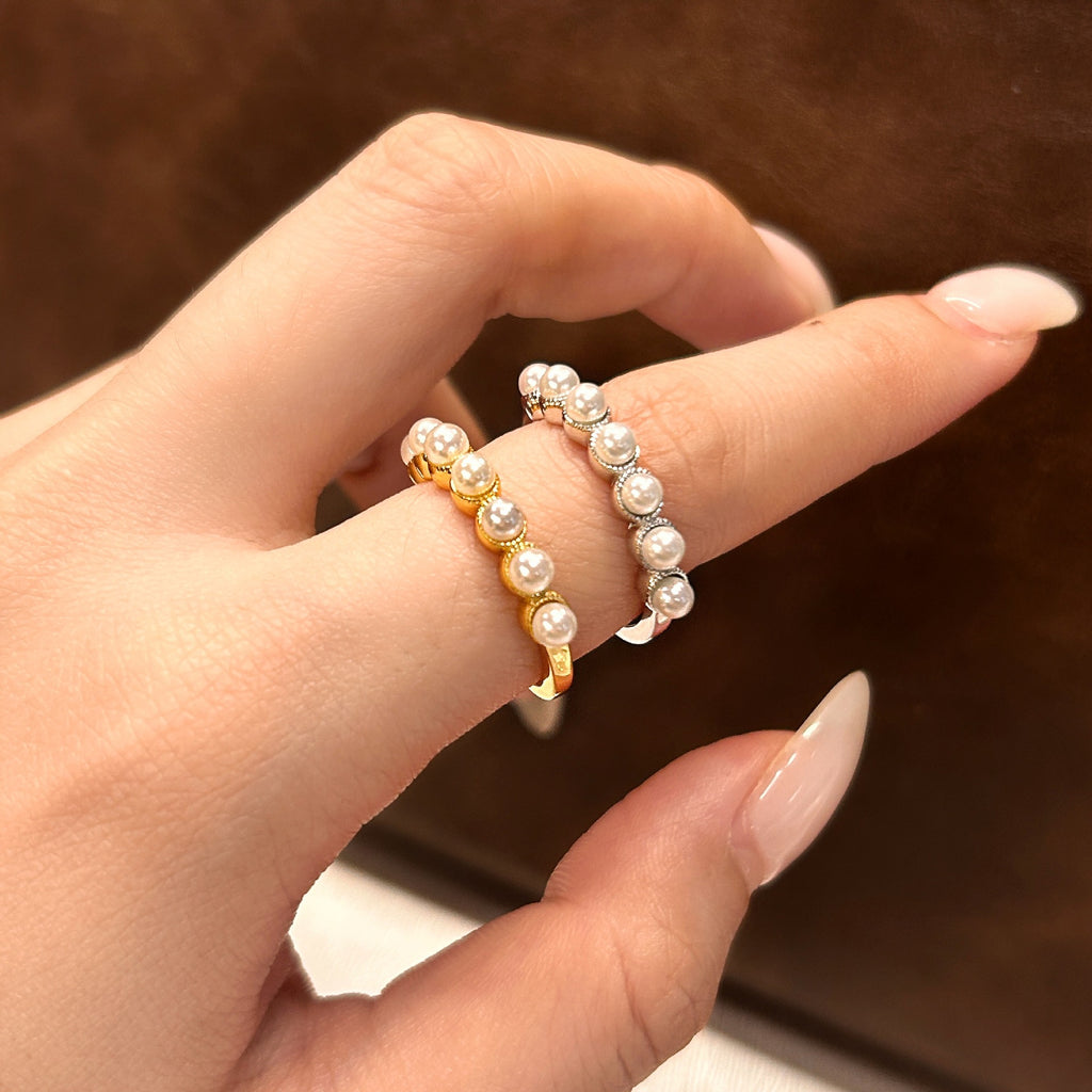 925 Sterling Silver Vintage Style Pearl Band Ring 70100591
