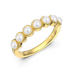 925 Sterling Silver Vintage Style Pearl Band Ring 70100591