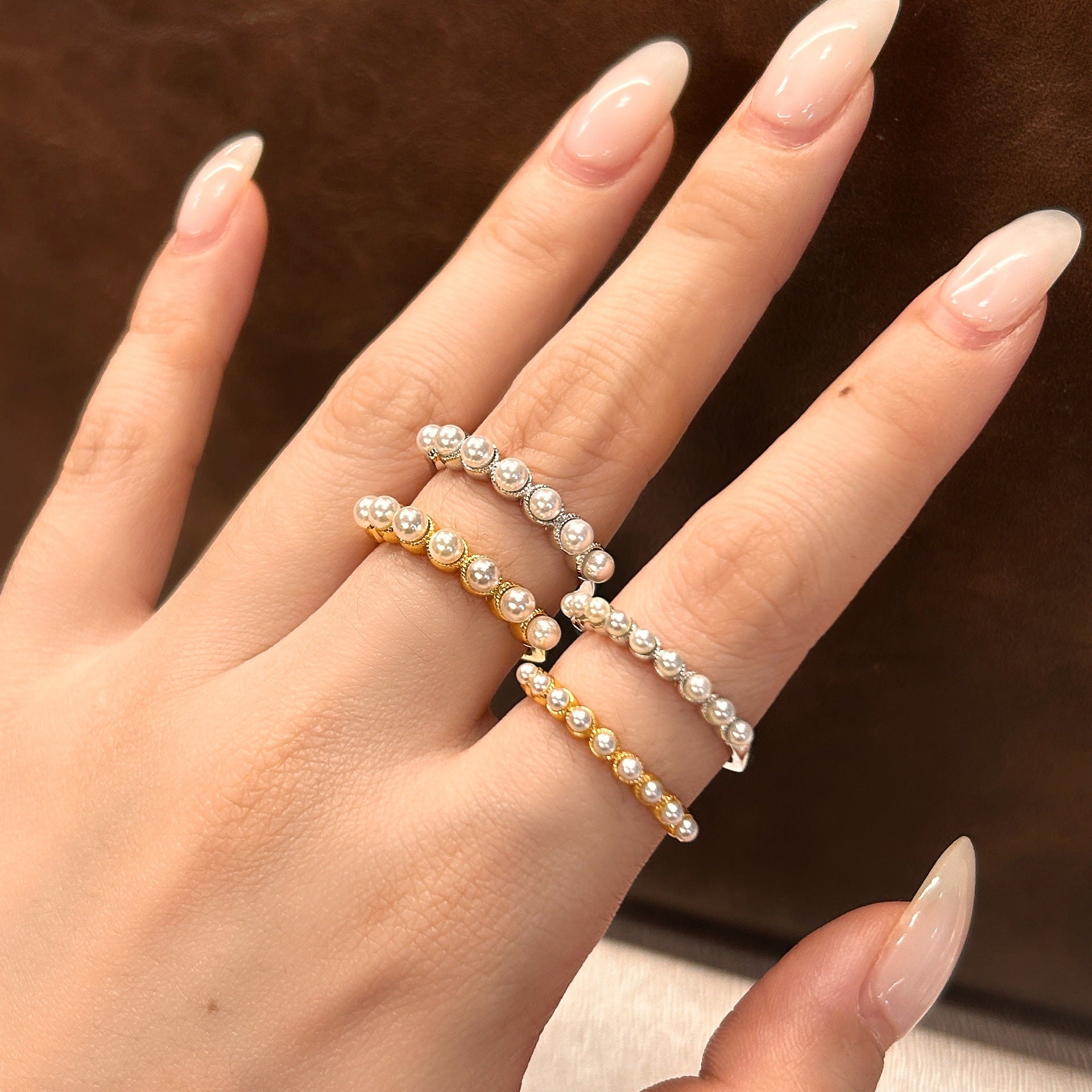 925 Sterling Silver Vintage Style Pearl Band Ring 70100591
