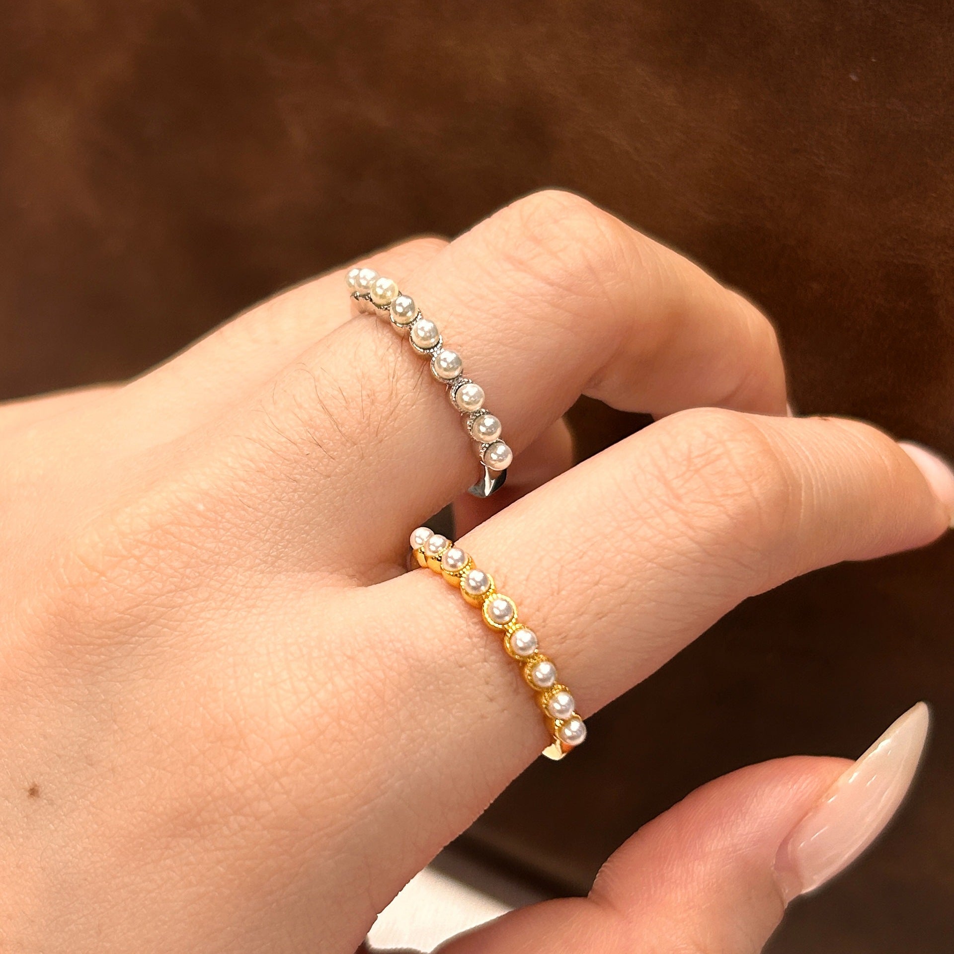 925 Sterling Silver Milgrain Pearl Band Ring 70100592