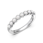 925 Sterling Silver Milgrain Pearl Band Ring 70100592