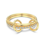 925 Sterling Silver Interlocking Loop Double Band CZ Ring 70100593