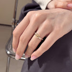 925 Sterling Silver Interlocking Loop Double Band CZ Ring 70100593