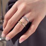 925 Sterling Silver Interlocking Loop Double Band CZ Ring 70100593