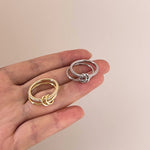 925 Sterling Silver Interlocking Loop Double Band CZ Ring 70100593