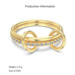 925 Sterling Silver Interlocking Loop Double Band CZ Ring 70100593