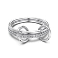 925 Sterling Silver Interlocking Loop Double Band CZ Ring 70100593
