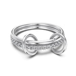 925 Sterling Silver Interlocking Loop Double Band CZ Ring 70100593