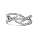 925 Sterling Silver Geometric CZ Criss Cross Ring 70100594