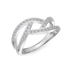 925 Sterling Silver Geometric CZ Criss Cross Ring 70100594