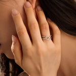 925 Sterling Silver Geometric CZ Criss Cross Ring 70100594