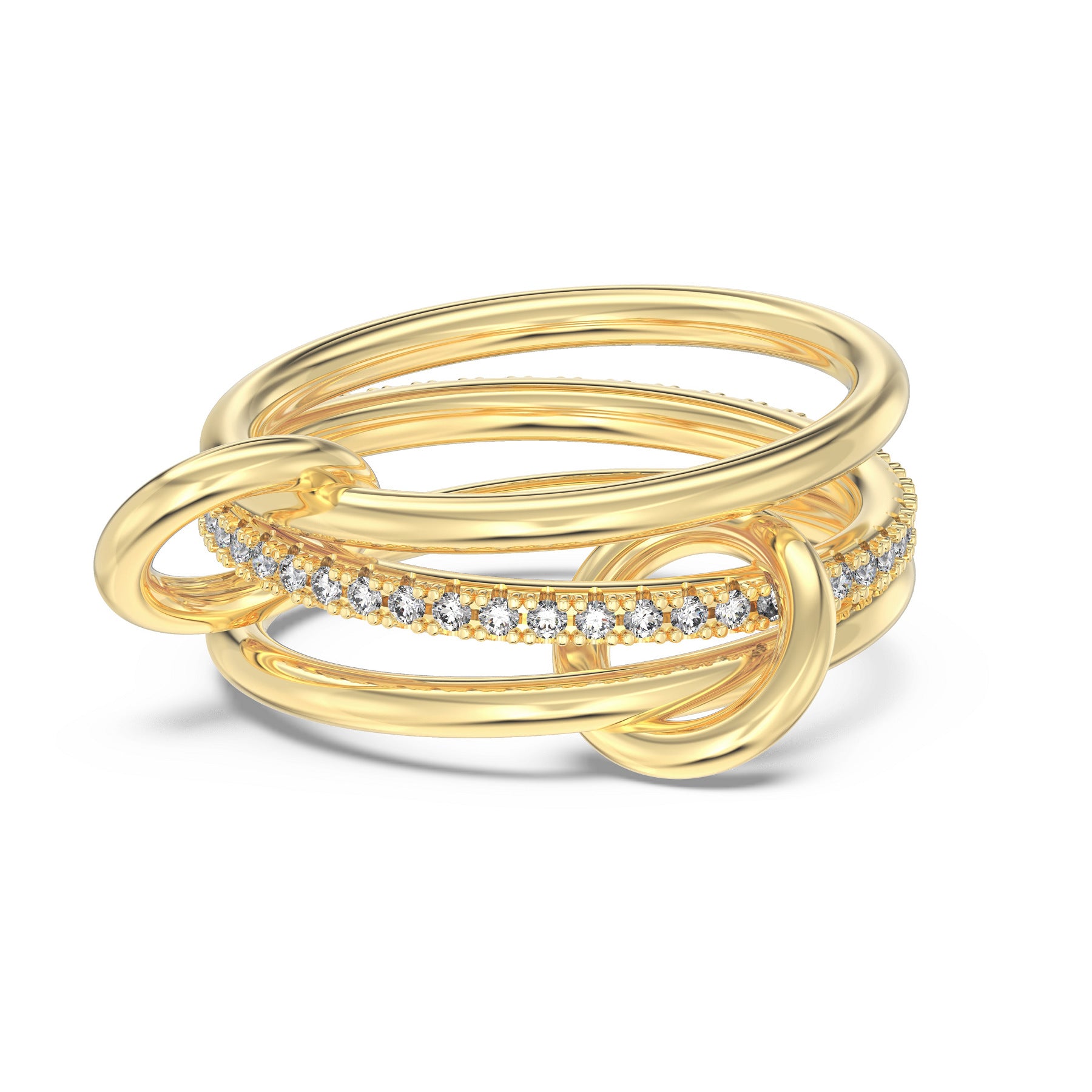 925 Sterling Silver Interlocking Triple Band CZ Ring 70100599