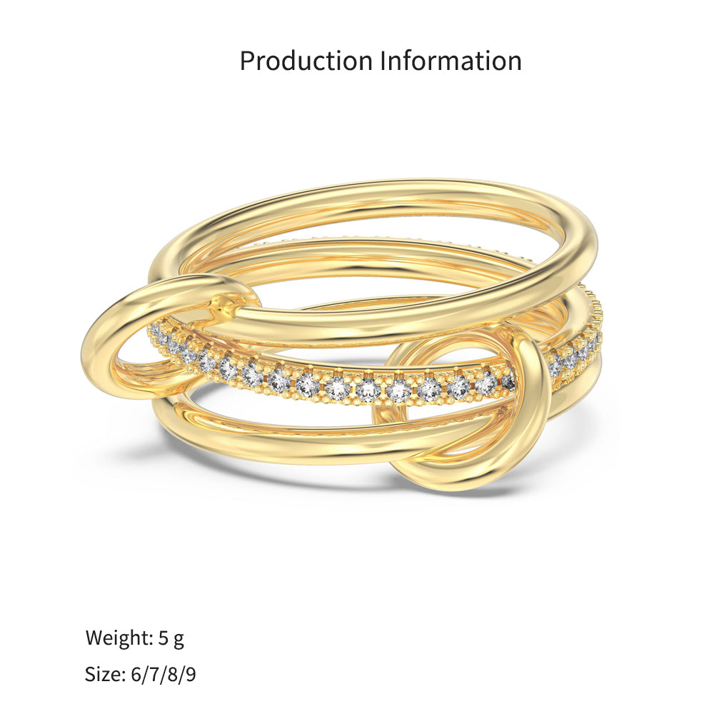 925 Sterling Silver Interlocking Triple Band CZ Ring 70100599