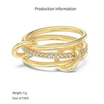 925 Sterling Silver Interlocking Triple Band CZ Ring 70100599