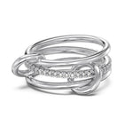 925 Sterling Silver Interlocking Triple Band CZ Ring 70100599