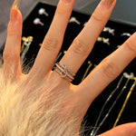 925 Sterling Silver Interlocking Triple Band CZ Ring 70100599