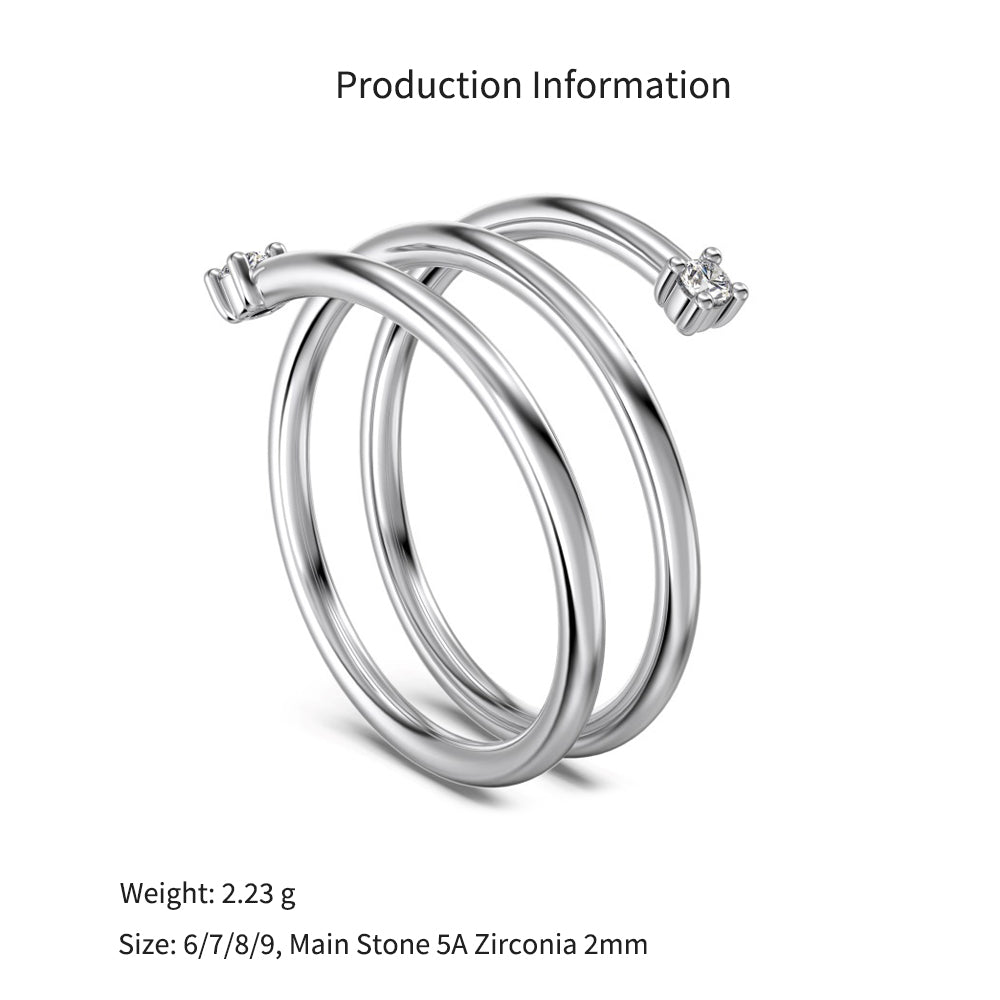 925 Sterling Silver Triple Wrap CZ Ring 70100600