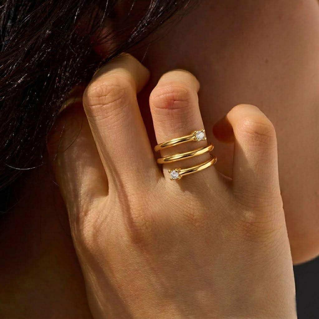925 Sterling Silver Triple Wrap CZ Ring 70100600