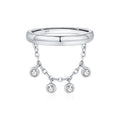 925 Sterling Silver Zircon Tassel Chain Stacking Ring 70100601
