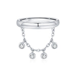 925 Sterling Silver Zircon Tassel Chain Stacking Ring 70100601