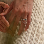 925 Sterling Silver Zircon Tassel Chain Stacking Ring 70100601