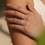 925 Sterling Silver Zircon Tassel Chain Stacking Ring 70100601