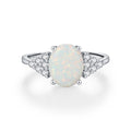 925 Sterling Silver Oval Lab-created Opal Ring 70200375