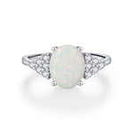 925 Sterling Silver Oval Lab-created Opal Ring 70200375