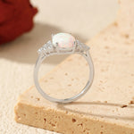 925 Sterling Silver Oval Lab-created Opal Ring 70200375