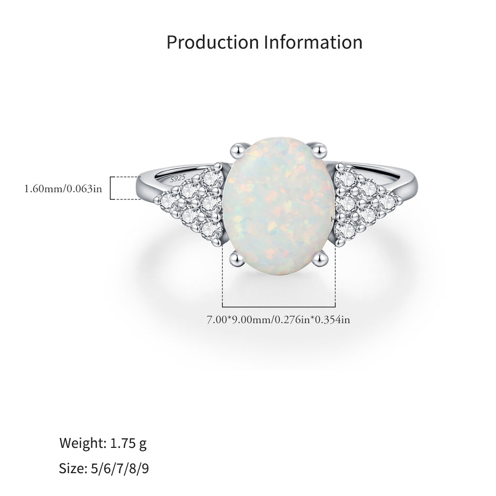925 Sterling Silver Oval Lab-created Opal Ring 70200375