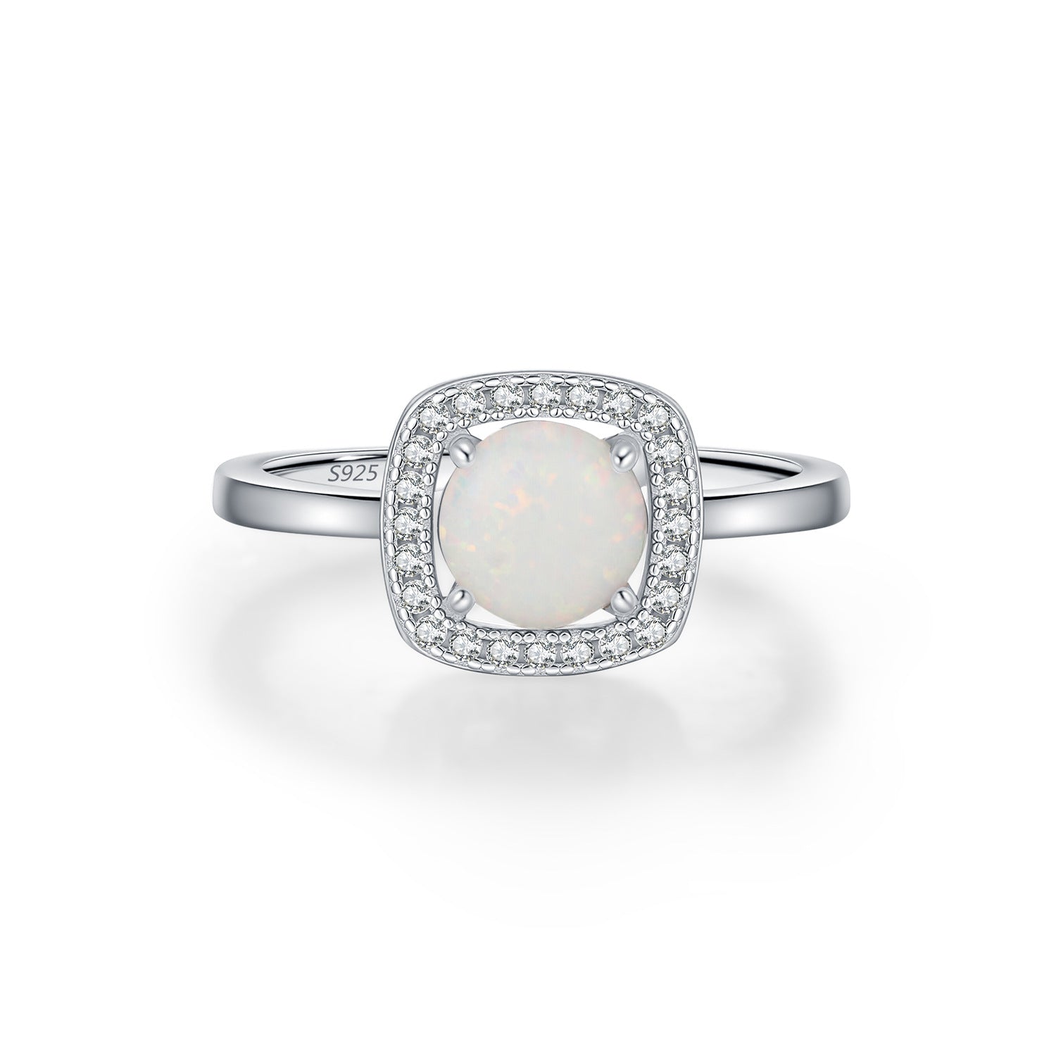 925 Sterling Silver Created Opal Halo Statement Ring 70200376