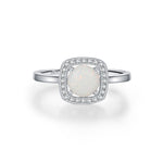 925 Sterling Silver Created Opal Halo Statement Ring 70200376
