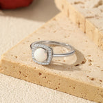 925 Sterling Silver Created Opal Halo Statement Ring 70200376