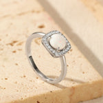 925 Sterling Silver Created Opal Halo Statement Ring 70200376
