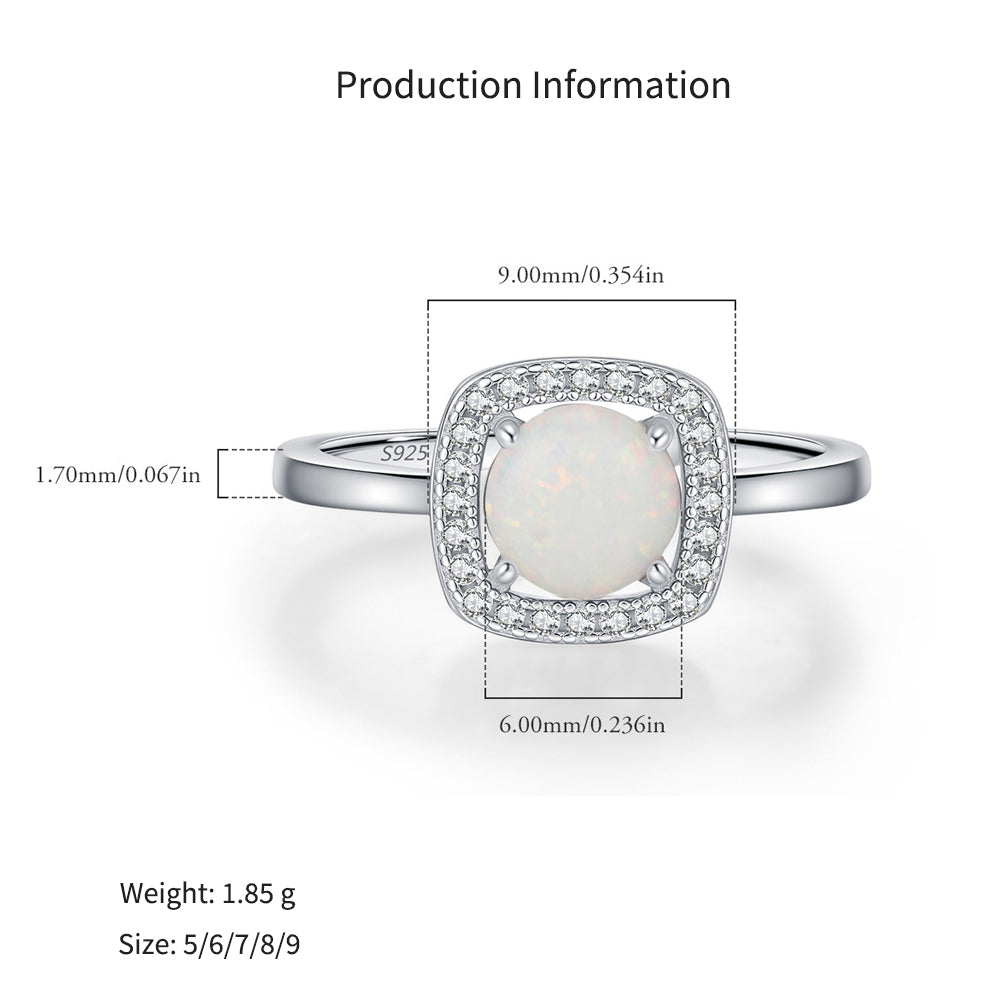925 Sterling Silver Created Opal Halo Statement Ring 70200376