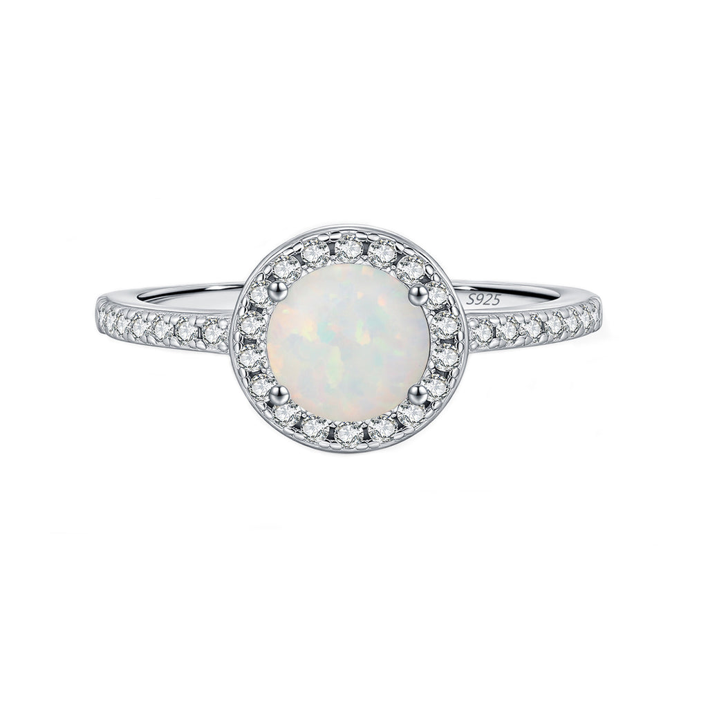 925 Sterling Silver Halo Opal Statement Ringg 70200377