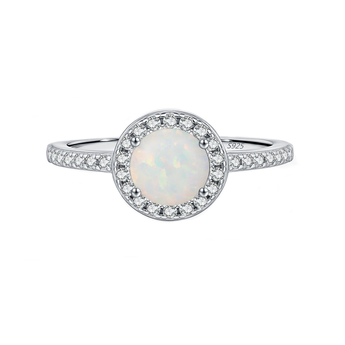 925 Sterling Silver Halo Opal Statement Ringg 70200377