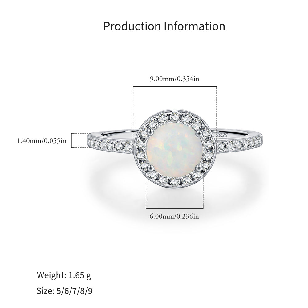 925 Sterling Silver Halo Opal Statement Ringg 70200377