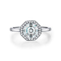 925 Sterling Silver Vintage Octagon CZ Halo Ring 70200378