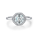 925 Sterling Silver Vintage Octagon CZ Halo Ring 70200378