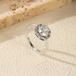 925 Sterling Silver Vintage Octagon CZ Halo Ring 70200378