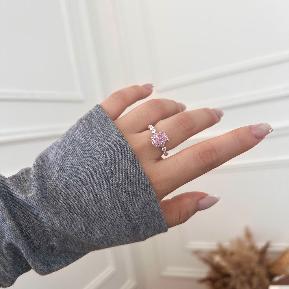 925 Sterling Silver Crushed Ice Cushion Cut CZ Pave Ring 70200381