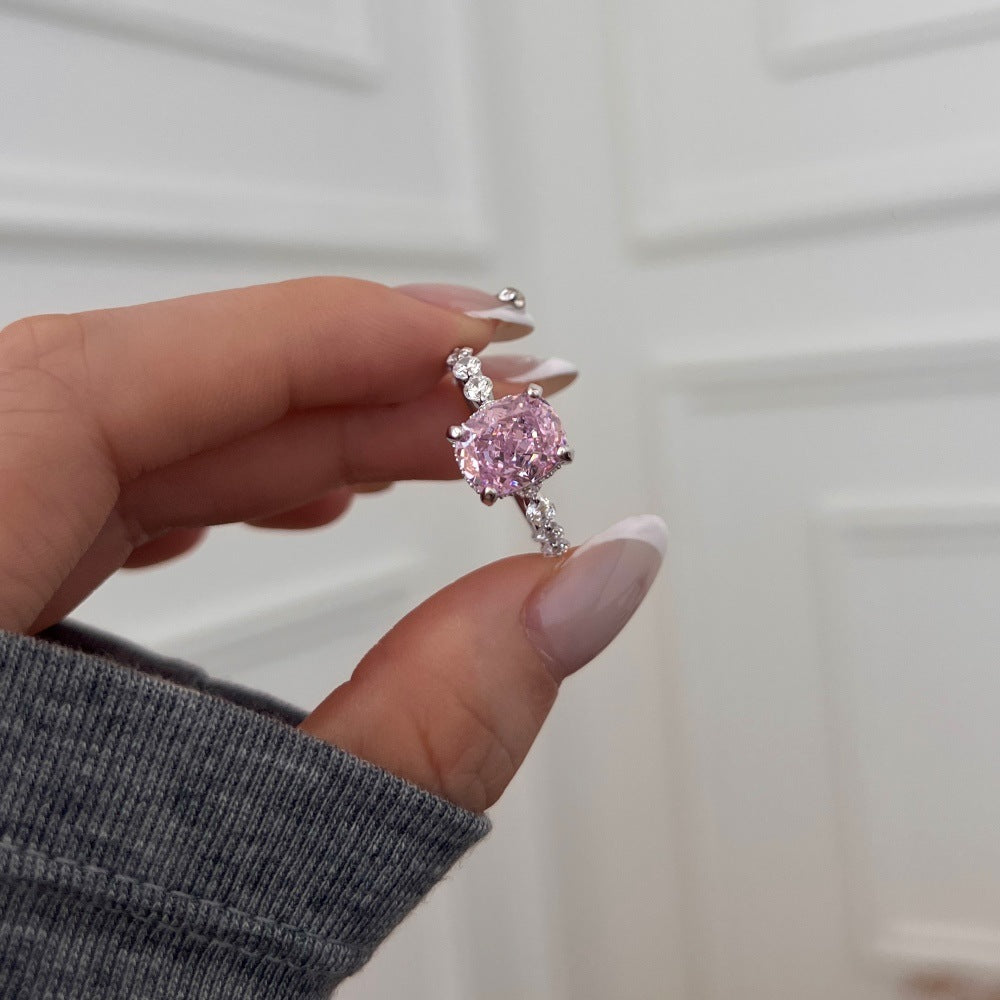 925 Sterling Silver Crushed Ice Cushion Cut CZ Pave Ring 70200381